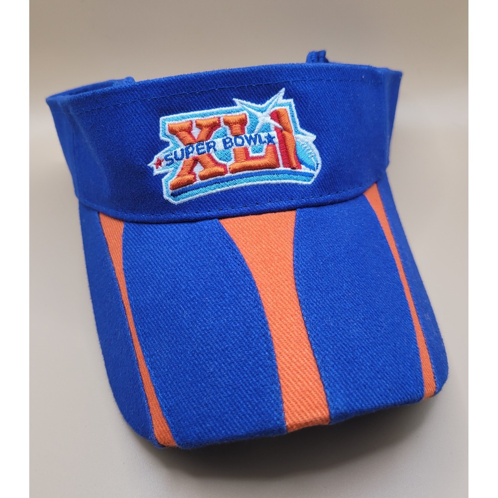 NFL Super Bowl XLI 2007 South Florida Visor Hat Blue Orange Embroidered NFL